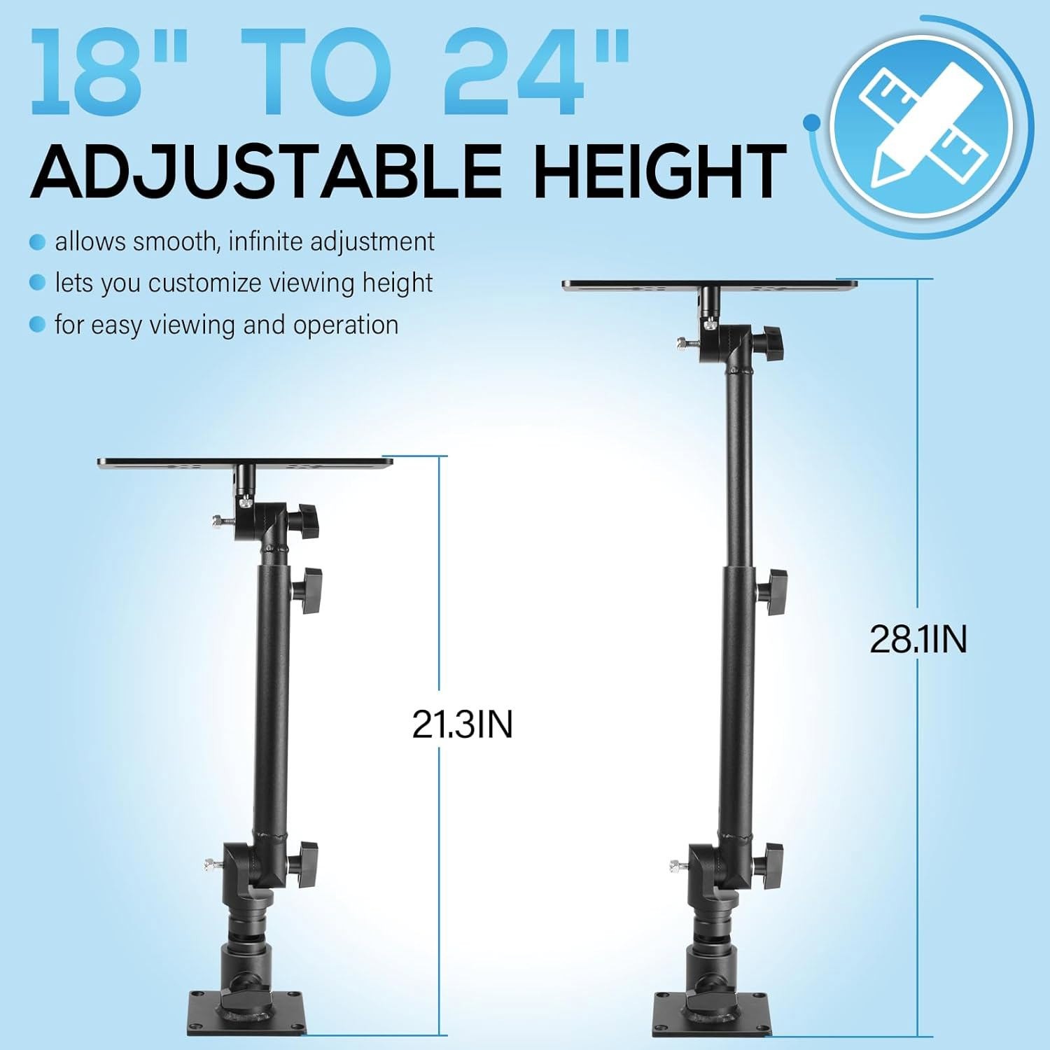 Heavy Duty Aluminum Chartplotter Mount 18"-24" Adjustable 350° Swivel MM-001-BL
