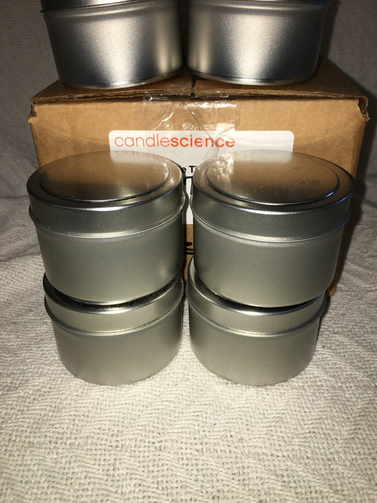 CandleScience - 4 oz. Candle Tin With Lid - Silver - 7 Count