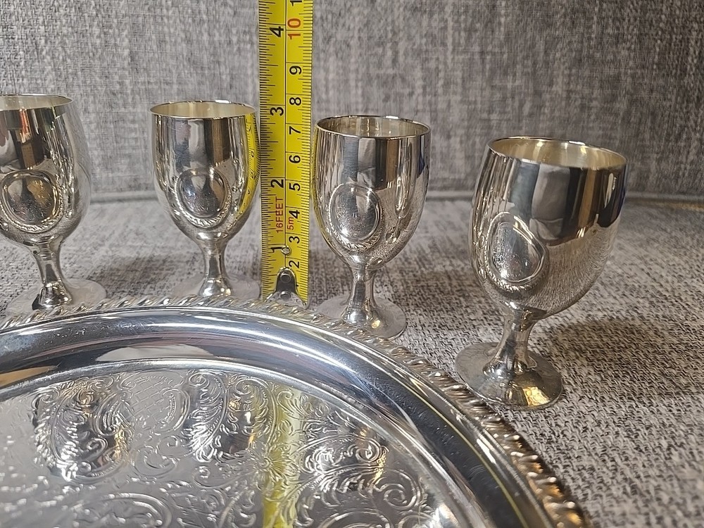 Leonard Silverplate Tray and Goblets Set