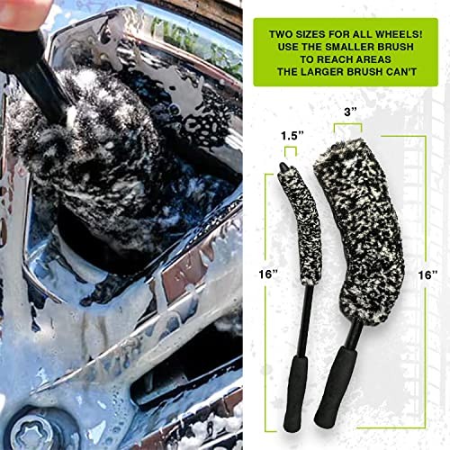 Bendable Brush Set - Unique Adjustable 2-Piece Wheel Brush Set Cleans Black