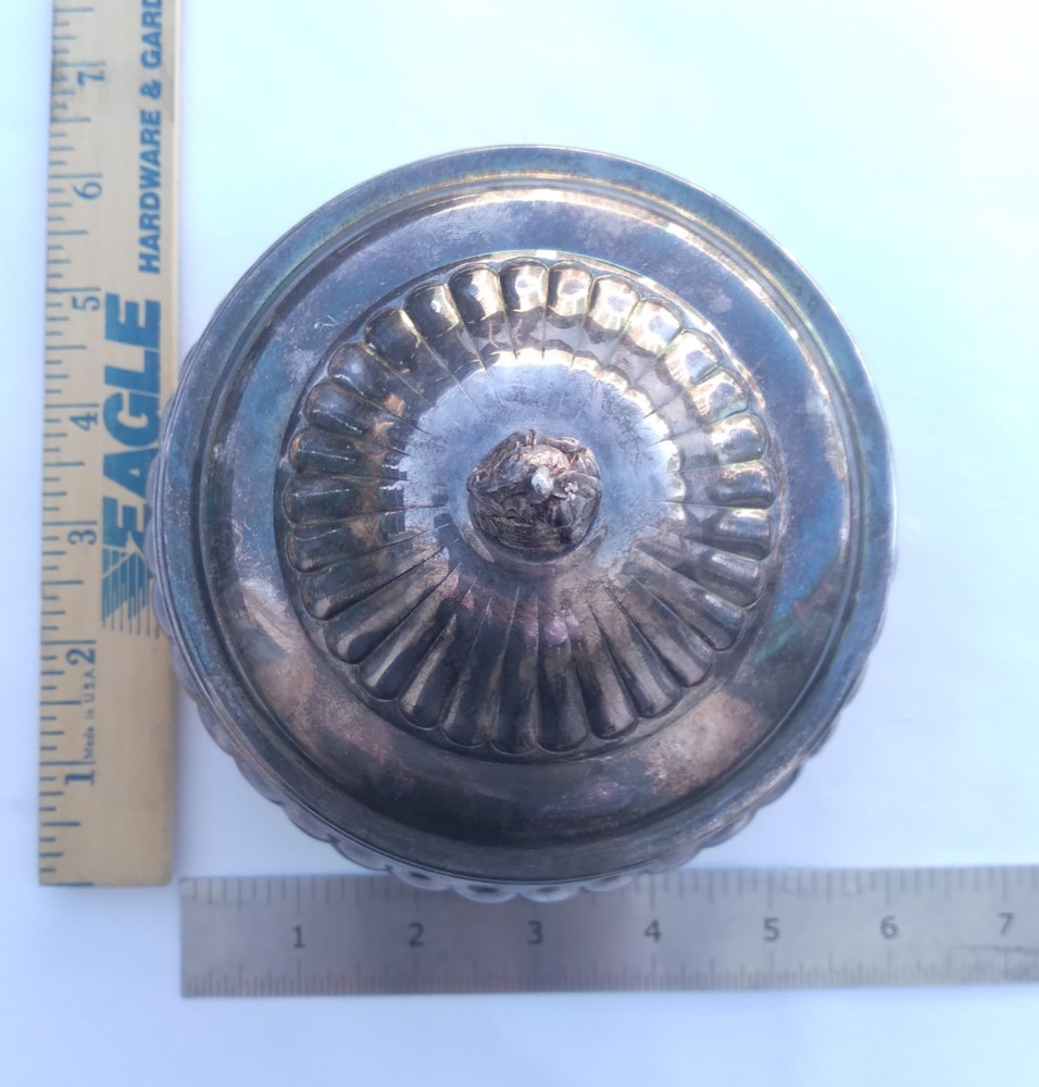 Vintage Silver Plated Lidded Candy Dish 6 inches Serving Dish Small