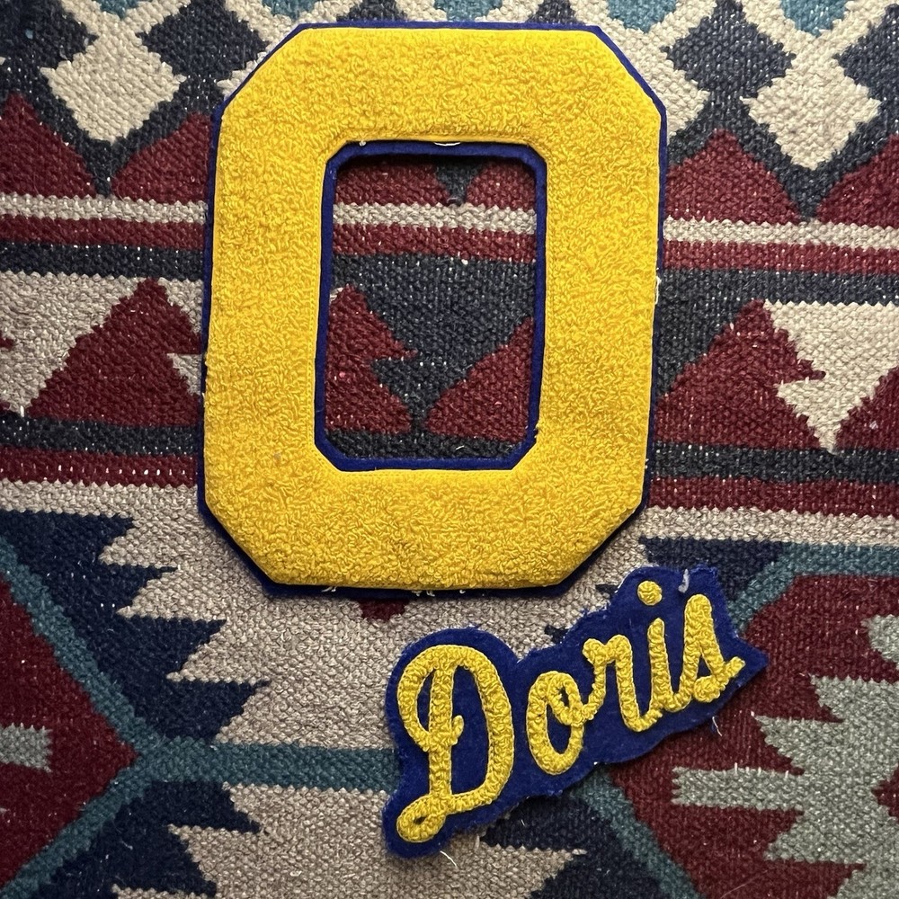 Vintage Varsity School Chenille Sweater Jacket Patch Set