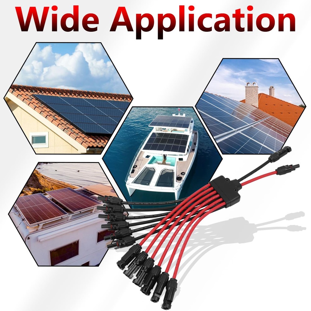 Solar Parallel Connectors for 6 2 to 12 Cable, Black, Red