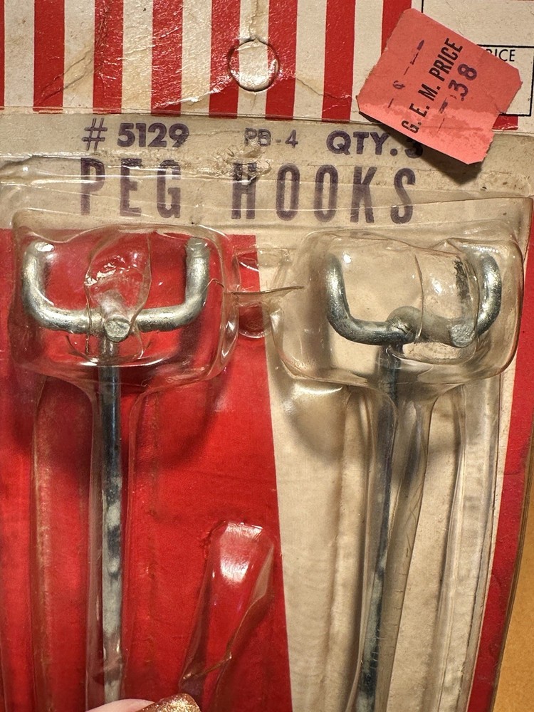 Peg Board Hooks 2 pcs # 5129 PB-4 Permapac by Parker READ!