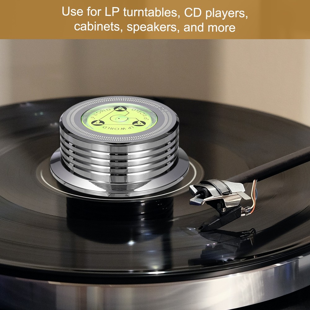 3"x1.3" Record Weight Stabilizer with Bubble Leveling,265g Bright chrome plating