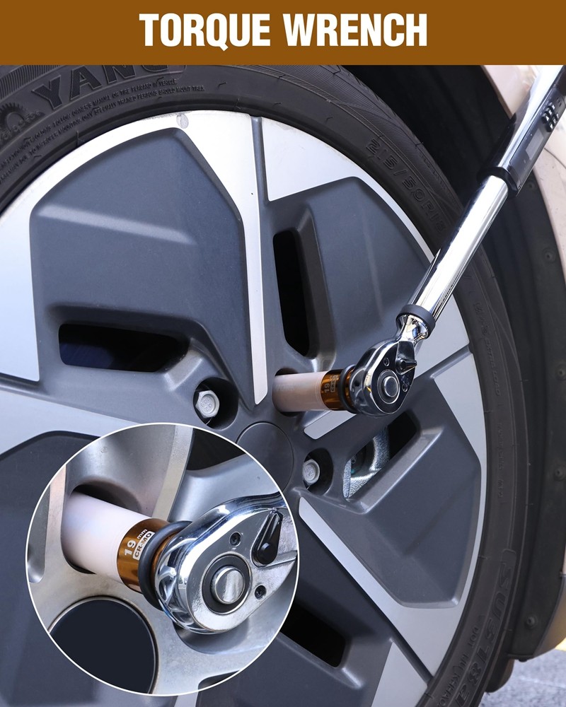 WORKPRO 1/2" Drive Lug Nut Impact Duty Socket 19mm Deep Thin Wall Socket 6 Point