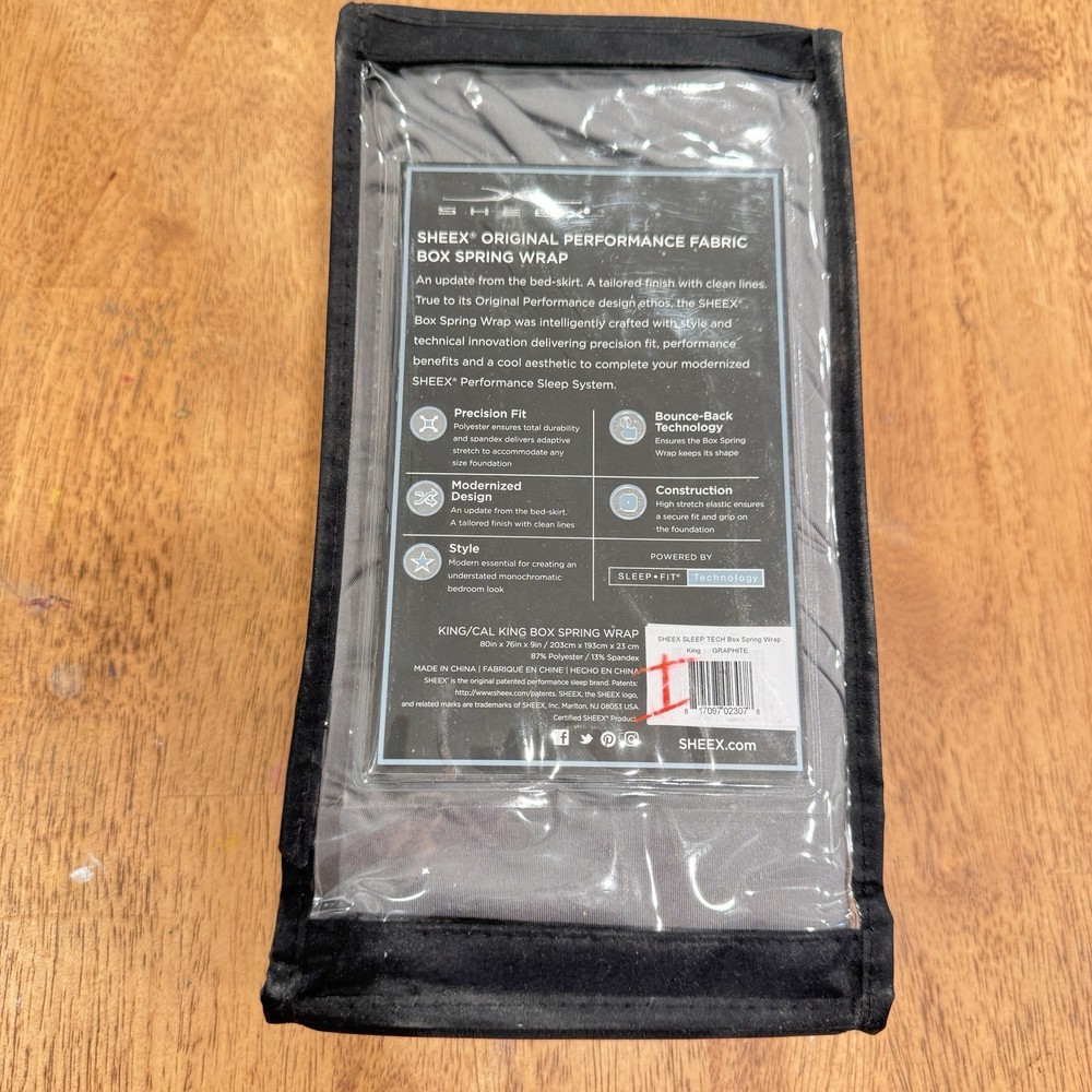 Sheex Performance Bedding Box Spring Wrap King Size Graphite Grey Sleep Tech New