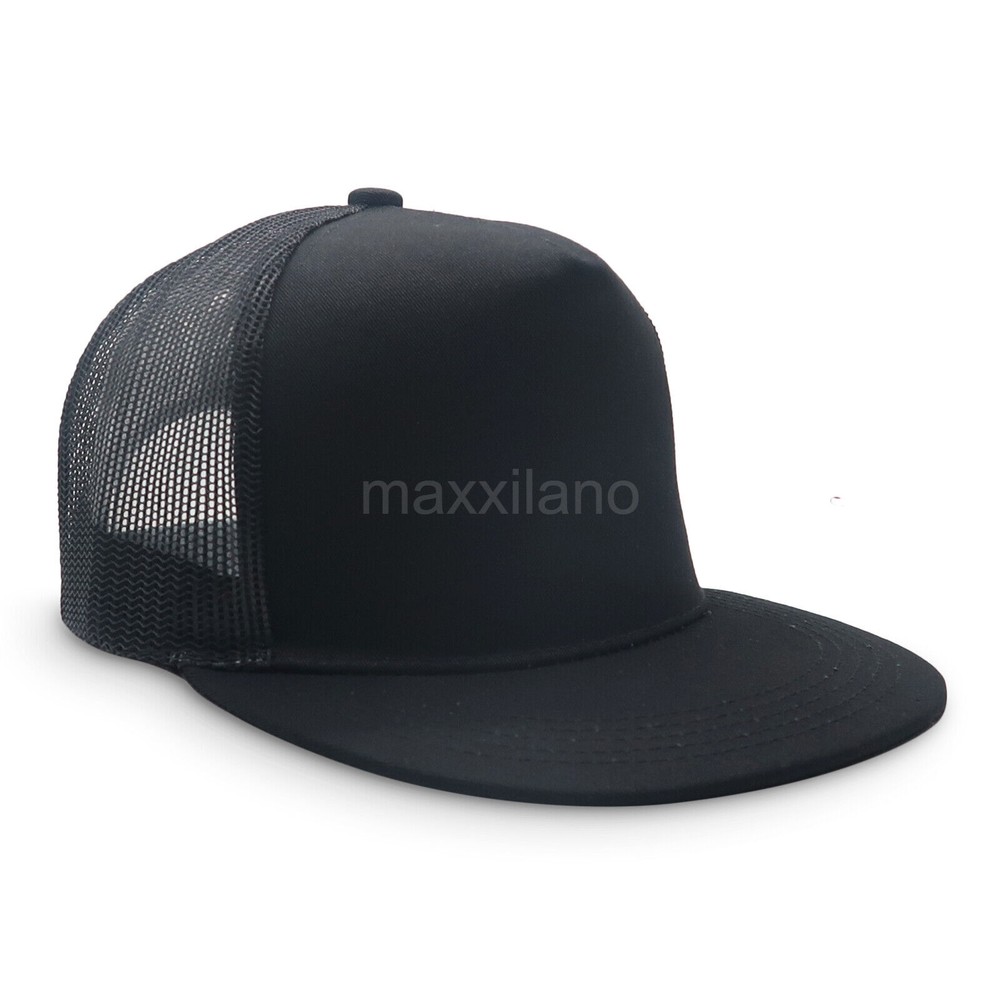 Snapback Hat Cotton Mesh Solid Flat Brim Style Baseball Cap Trucker Men Visor