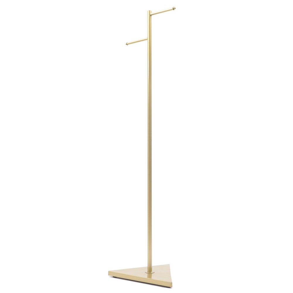 Industrial Tree Simple Design Gold Coat Rack w/ 2 Hooks&Triangular base f/ Hall