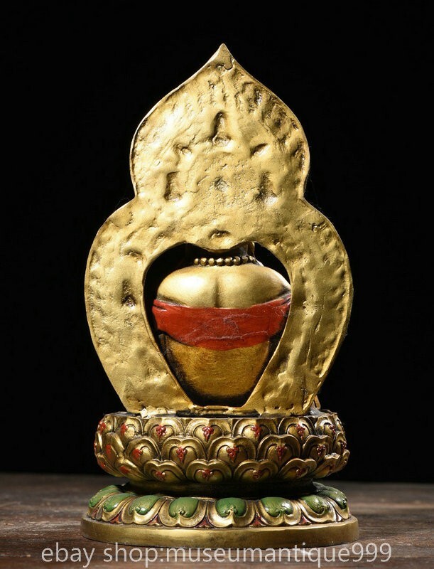 11.6" Old Chinese Bronze Buddhism Happy Laugh Maitreya Buddha Statue Painting