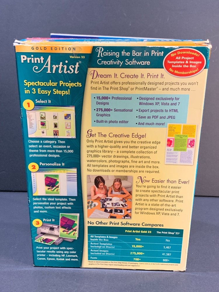 Print Artist Gold Edition Version 23 (2011) PC Software – 2 Discs Retro Graphics