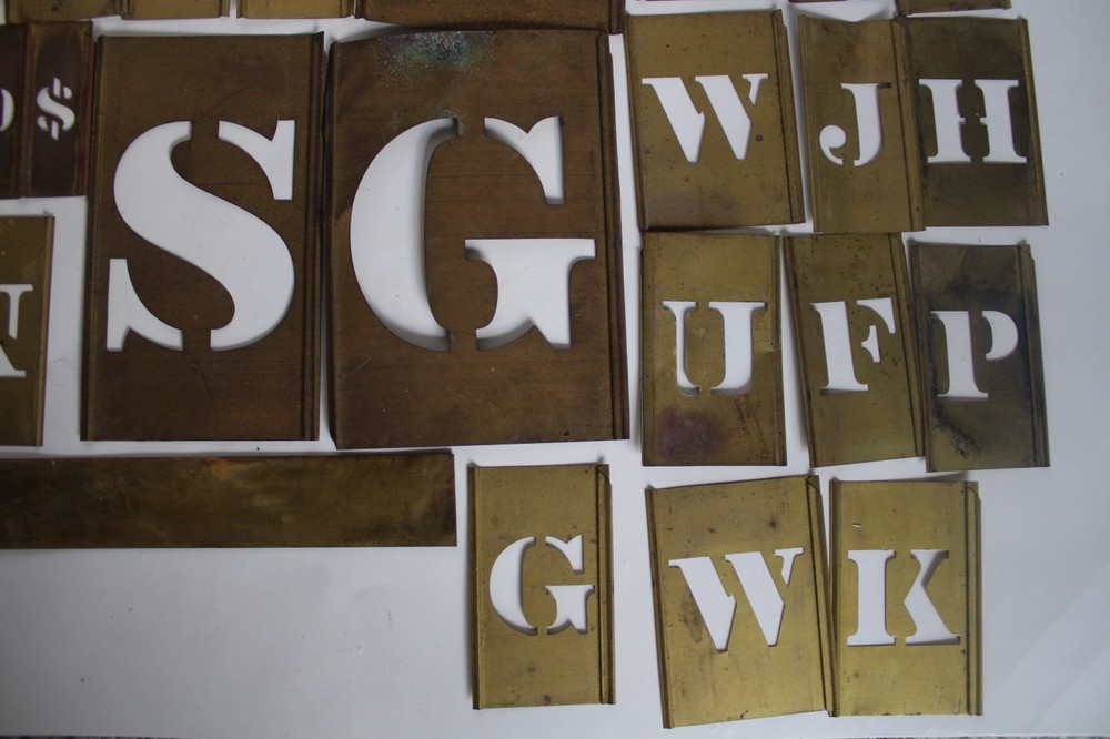 Antique Large Brass Reese's Stencils Lot