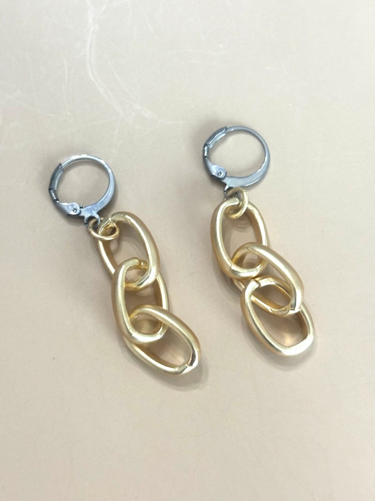 Chunky chain Matte Gold Plated Earrings