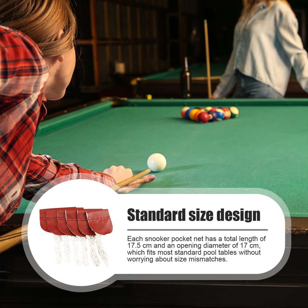 6PCS Leather Snooker Table Net Pockets Set Replacement Billiard Pool Ball Bag