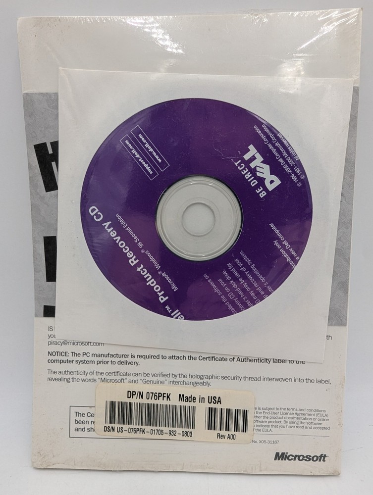 Getting Started Microsoft Windows 98 Second Edition for Dell PC - CD & Booklet
