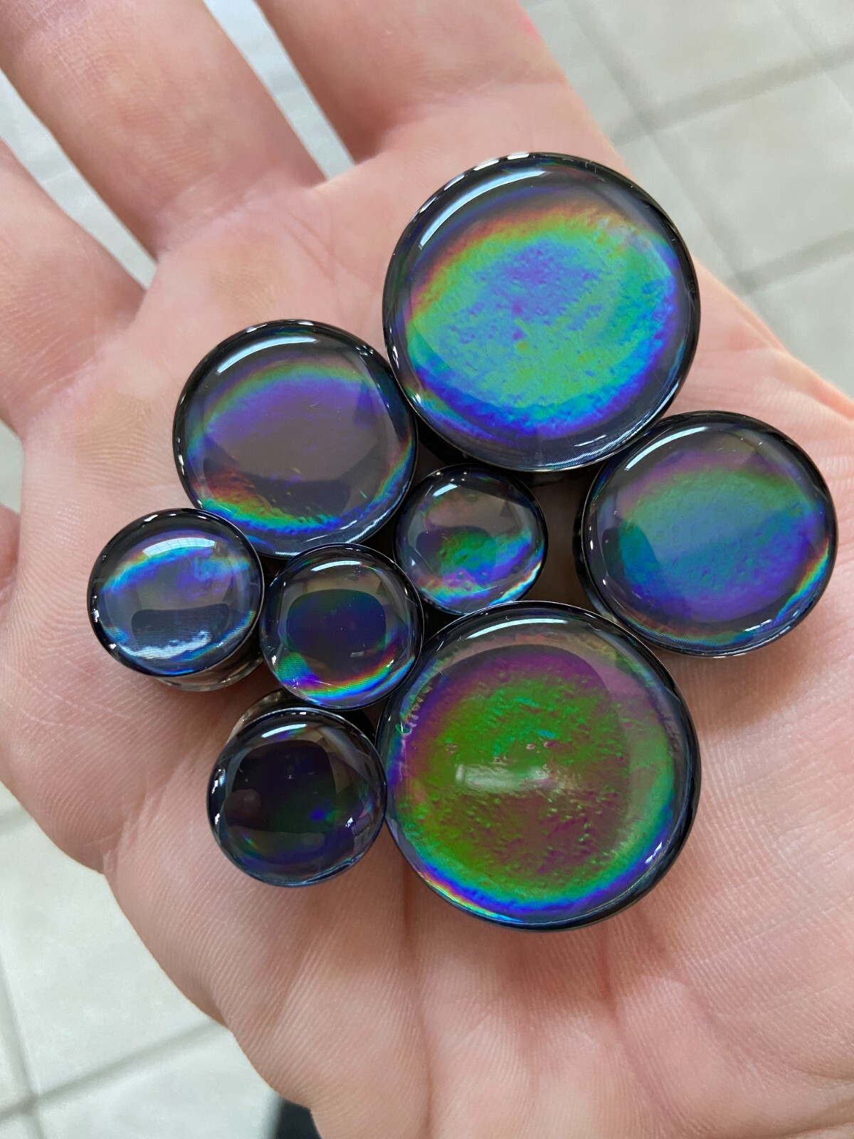 Black Chrome Color Shift Double Flare Resin Plugs (MTO-040) gauges pair