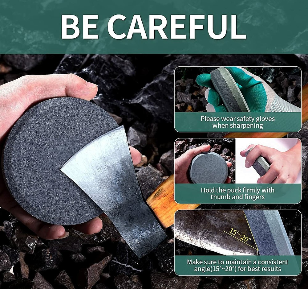 Pocket Whetstone Round Dual Sharpening Grinding Stone Blade Sharpener W/ Box
