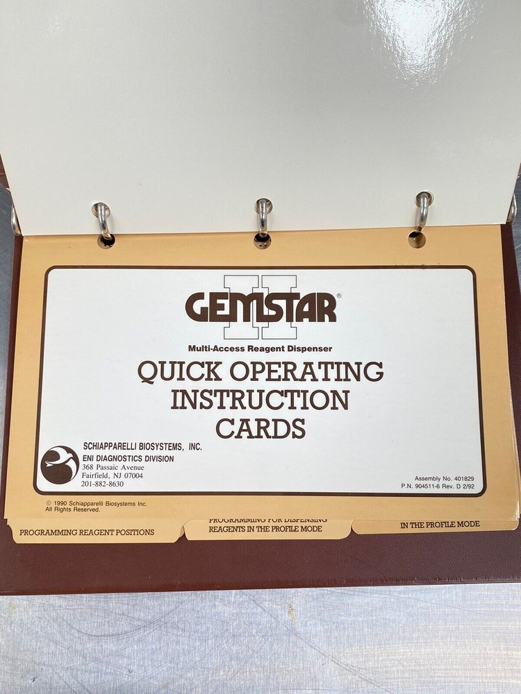 Lot 2 Gemstar Quick Operating Cards - Manual / Users Guide / Instructions Book