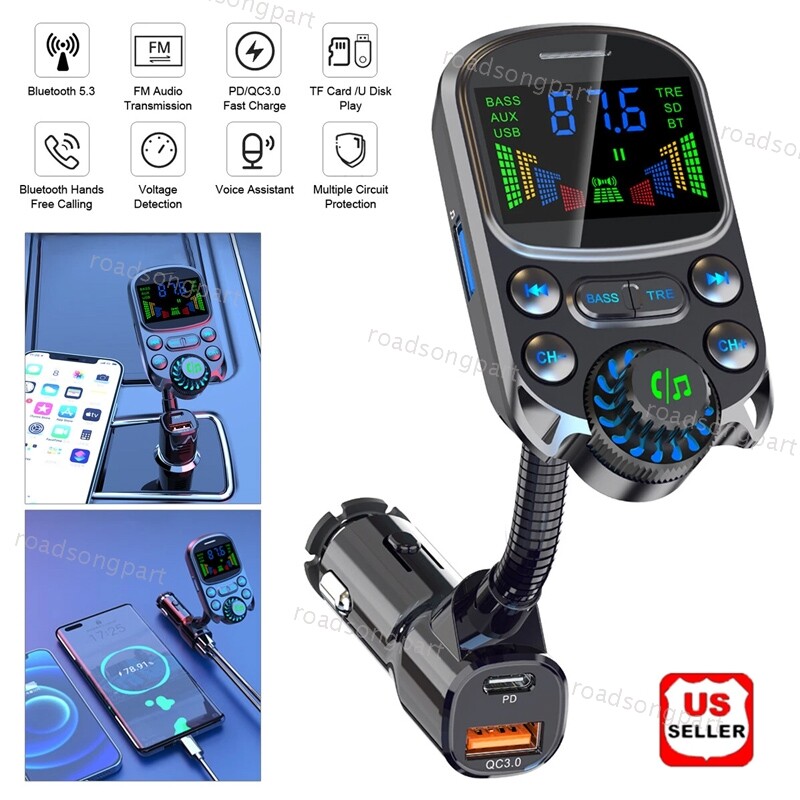 2X Bluetooth Car FM Transmitter MP3 Player Hands free Radio Adapter USB Charger