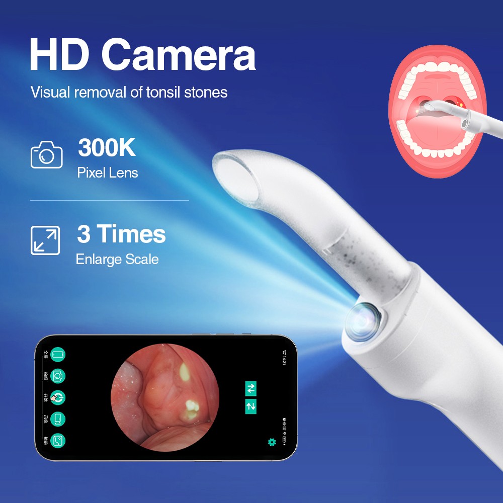 Electric Visual Tonsil Stone Remover Kit LED Light Vacuum Tonsil Stone Cleaner