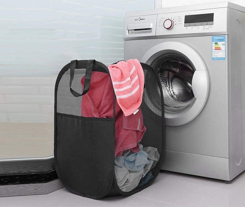Lightweight Mesh Laundry Baskets - Reinforced Handles, Space-Saving Design
