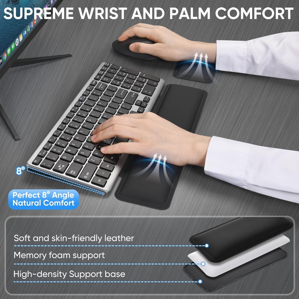 Wireless Keyboard and Mouse Combo, Full Size Silent Ultra Thin Keyboard with ...