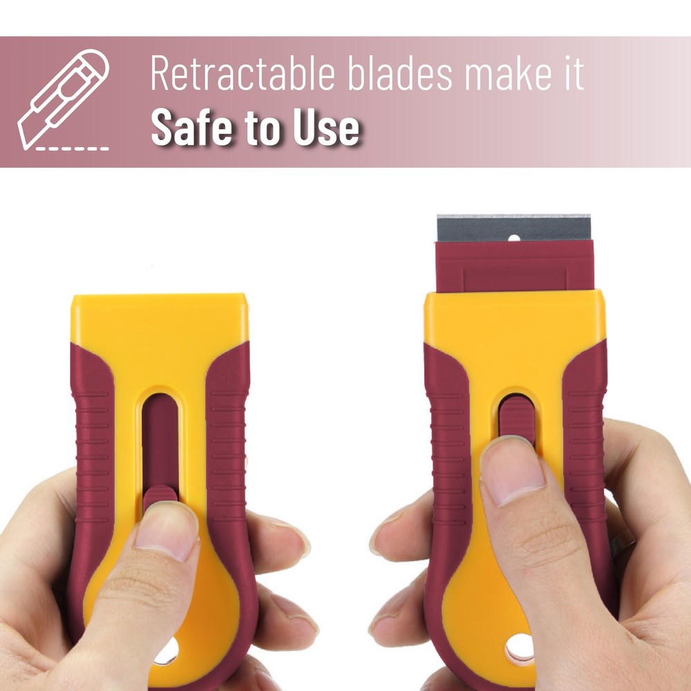 Bates- Razor Blade Scraper, 2 Pack, Scraper Set with 30 Yellow and Red