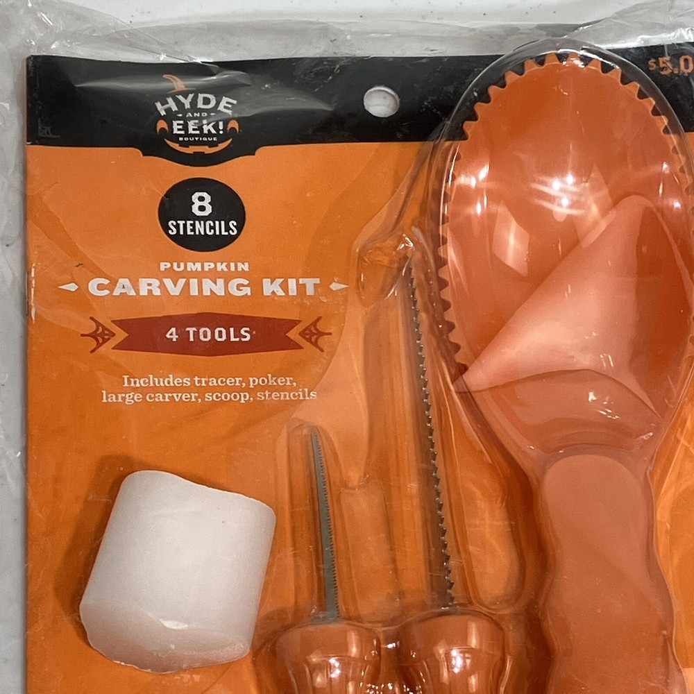 4-Tools & 8 Patterns Halloween Pumpkin Carving Kit - Hyde & EEK! Boutique™ - NEW