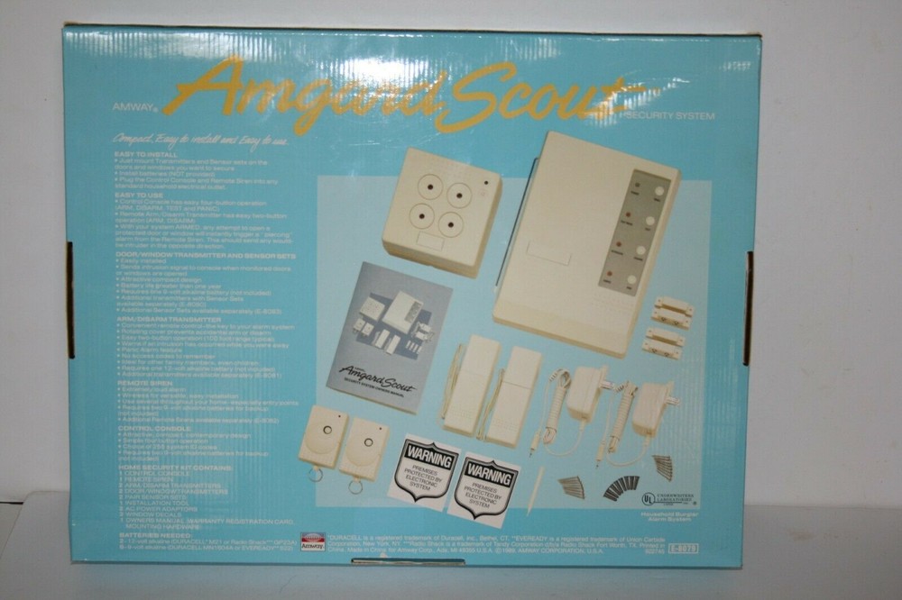 Amway Amgard Scout Model: E-8079 Complete Set Wireless Security Alarm System