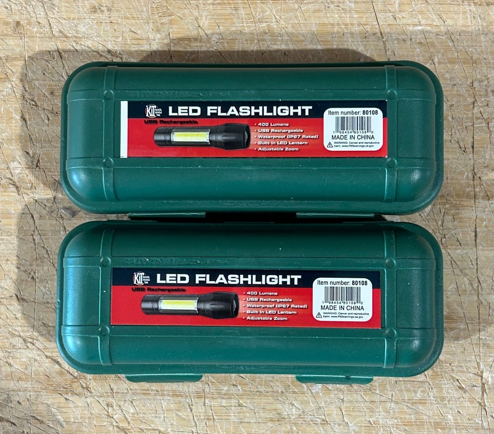 KIT LED USB Rechargeable Flashlight (2pk)