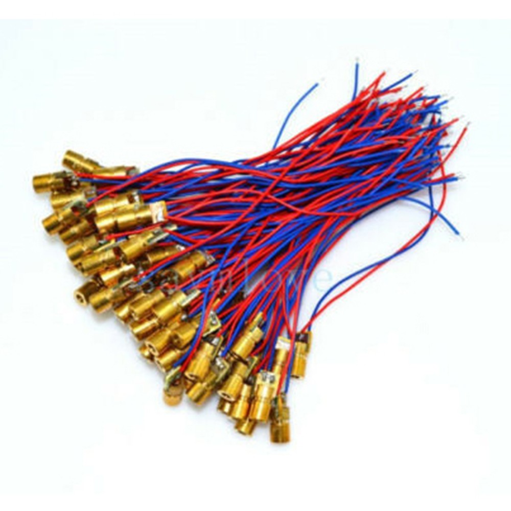 100PCS 650nm 6mm 3V 5mW Laser Dot Diode Module Red Copper Head Mini pointer ]