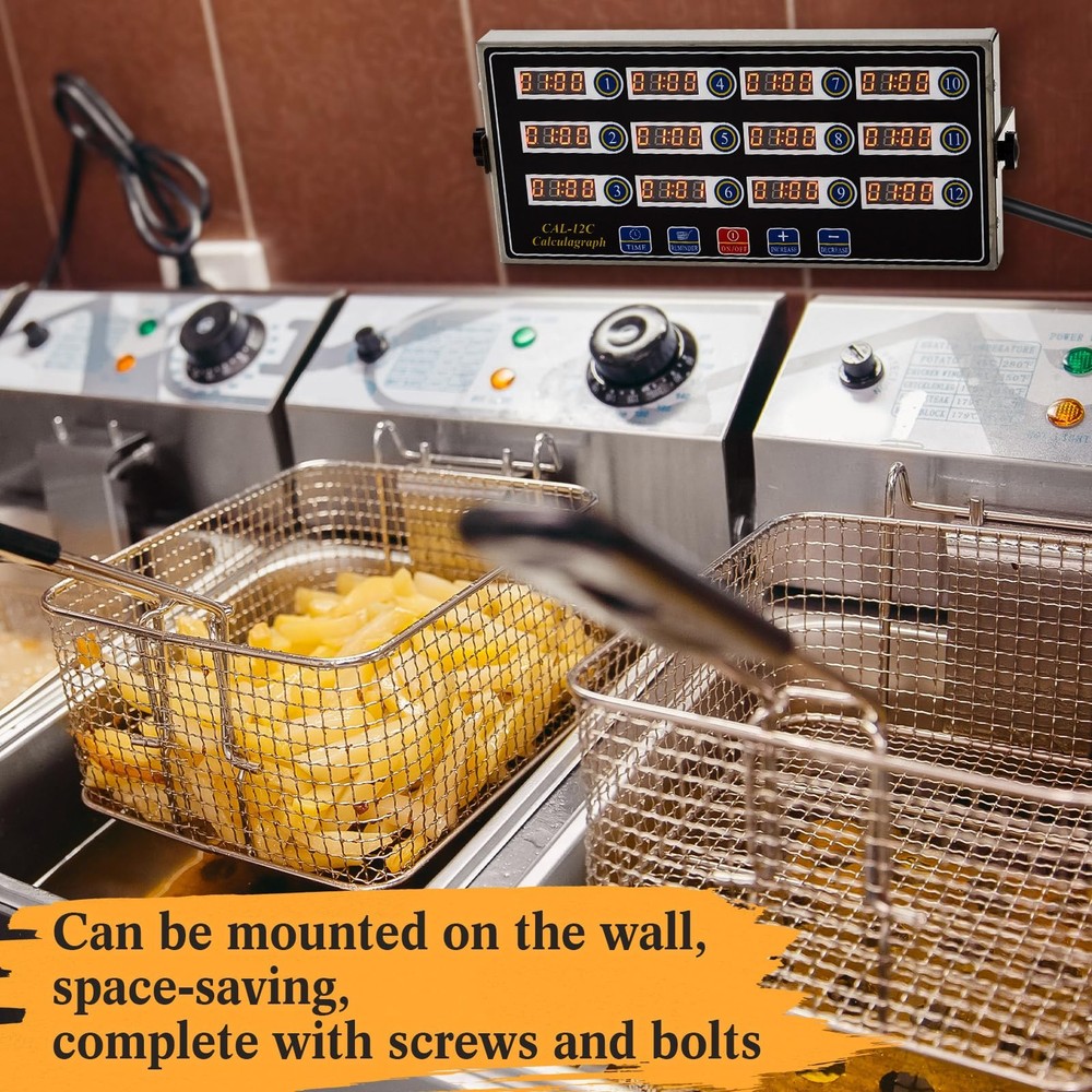 1 Pack 12-Channel Digital Kitchen Timer, Commercial Cooking Timer with Loud A...