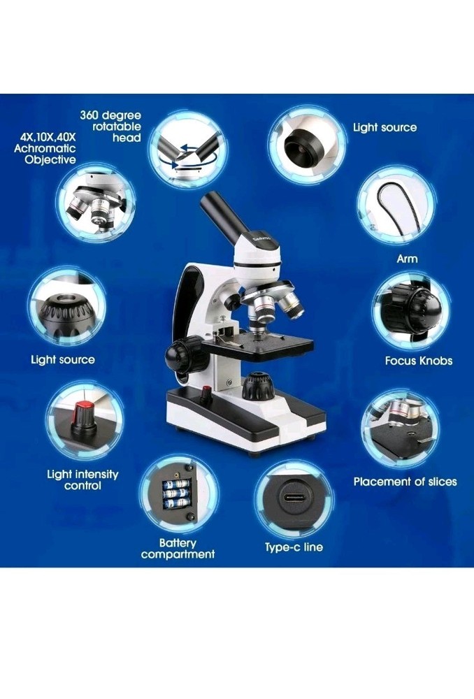 Sedumic Monocular Microscope 40X-2000X Student Science Kit Phone Adapter Set