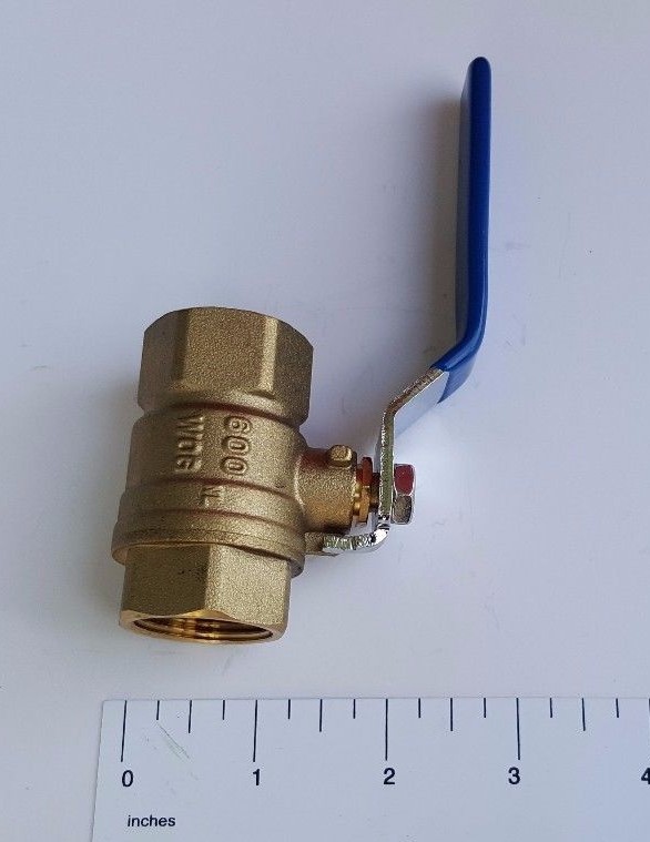 1) 3/4" FEMALE THREADED BALL VALVE, LEAD FREE BRASS, 600 PSI, WATER OIL GAS