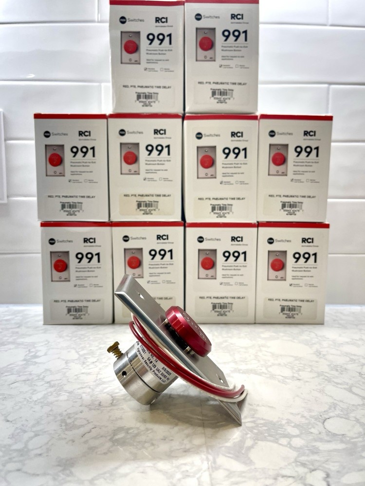 NEW RCI 991 Pneumatic Time Delayed Push to Exit Button 2-3/4" Width - 991REPTD9