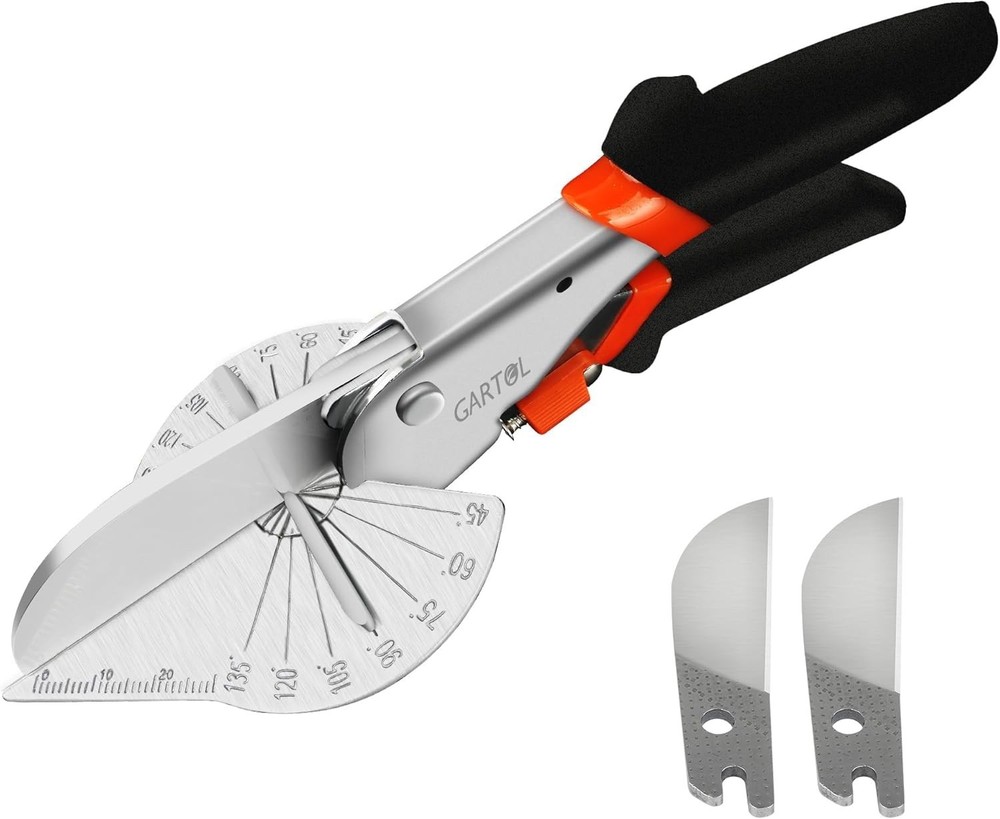 Adjustable Miter Shears with Non-Slip Handles & 2 Extra SK5 Replacement Blades