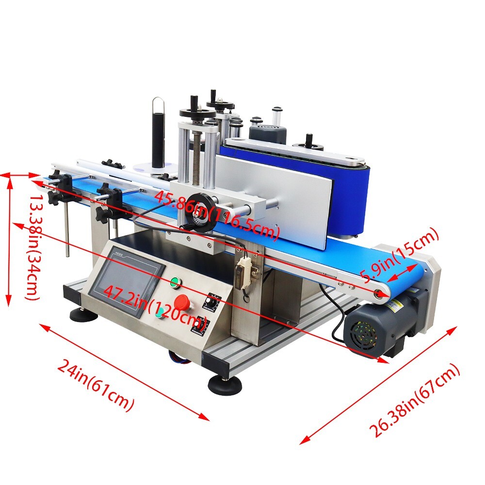 110V Automatic Conveyor Round Bottle Labeling Machine Label Applicator 4-10cm