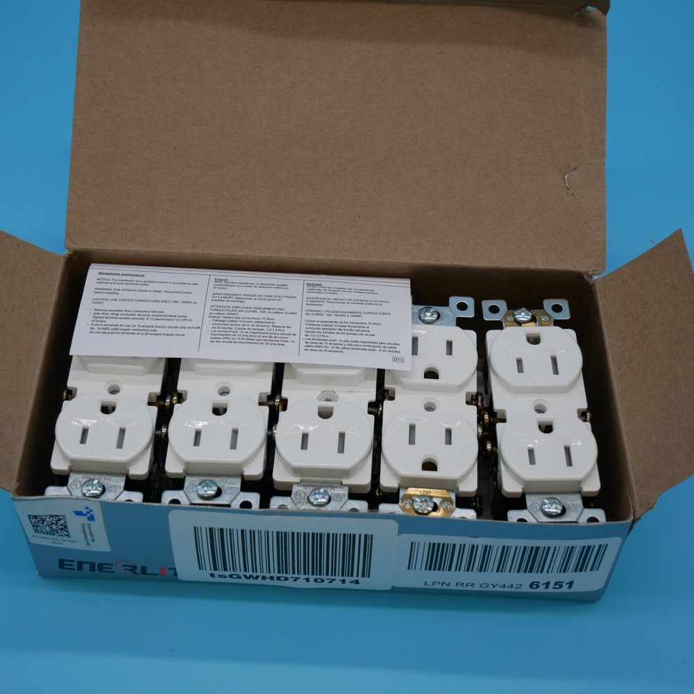 10 Pack Standard Duplex Tamper-Resistant Receptacle Self-Grounding