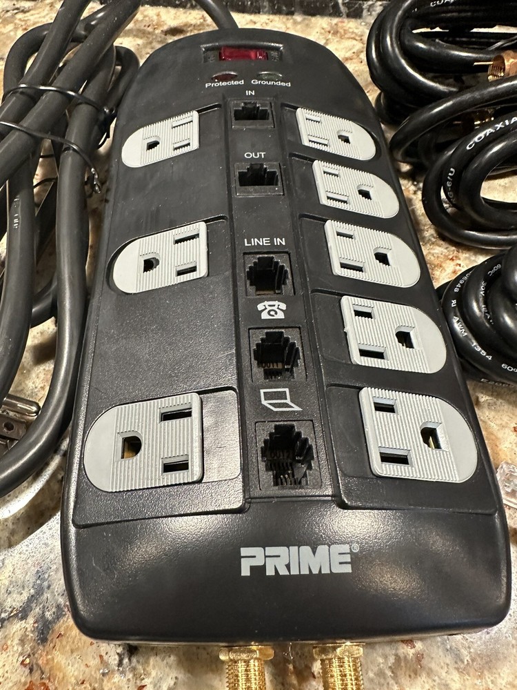 UTILITECH POWER STRIP SURGE PROTECTOR & Cable Bundle Lot LAN Coax Fax Phone