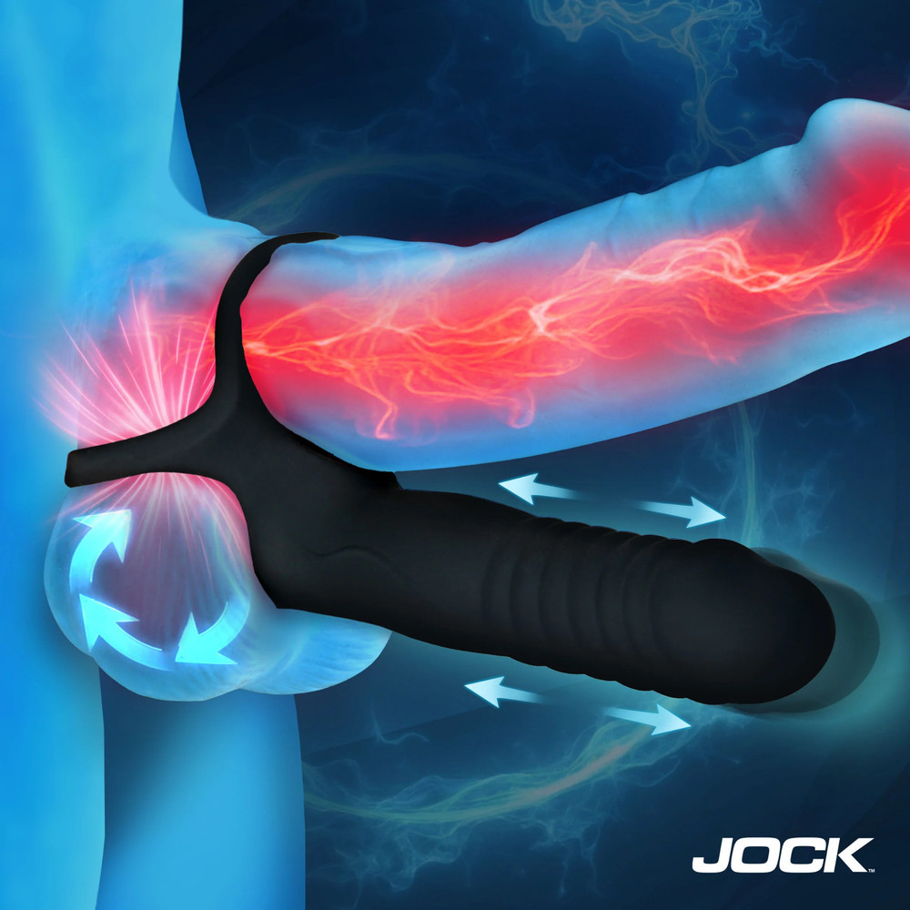 Remote-Control Silicone Thrusting and Vibrating Double Penetration Penis Ring