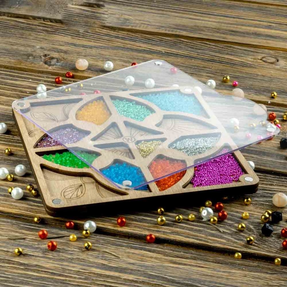 Plywood Bead Organizer Multiple cells Needlework storage organizer