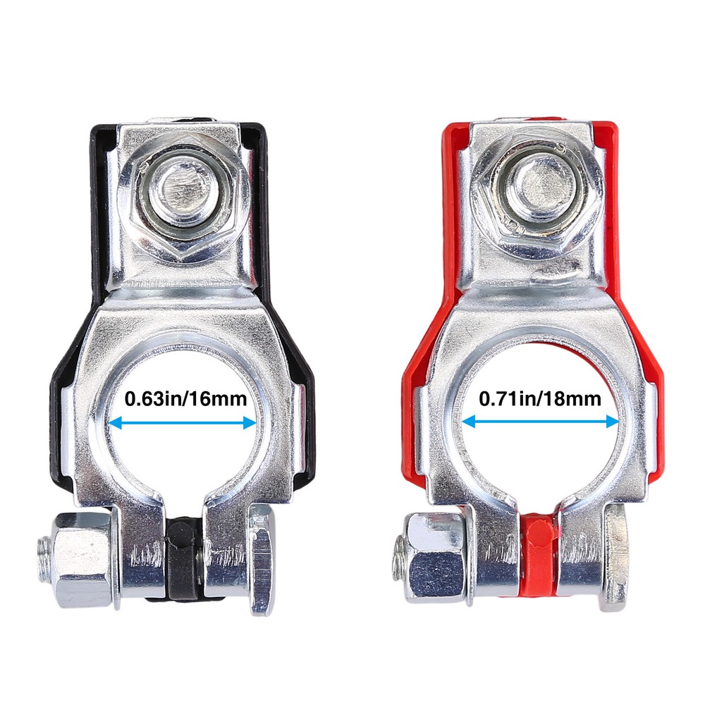 2X Universal Battery Terminal Connector Top Post Positive Negative Heavy Duty