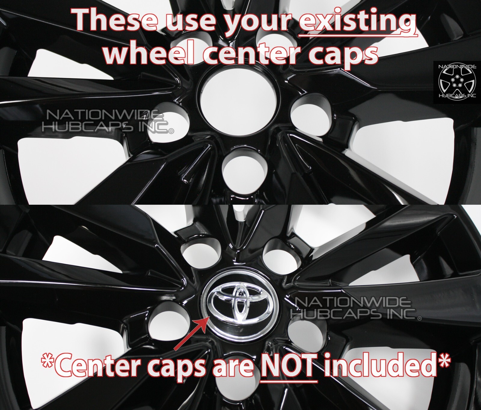 4 fits Toyota Camry LE 2025 Black 16" Wheel Skins Full Rim Covers Hub Caps