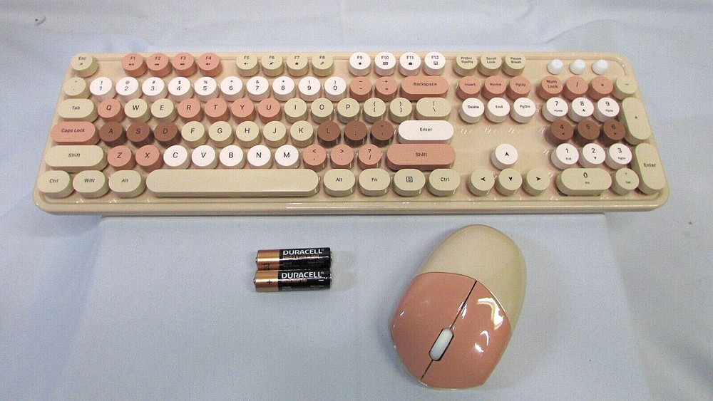 Mofii Sweet Wireless Beige Computer Keyboard Mouse Combo AA Batteries included