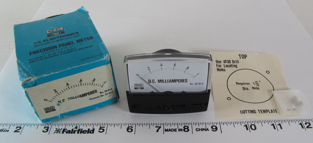 New NOS GC Electronics Precision Panel Meter D.C. Milliamperes 0-1 20-912