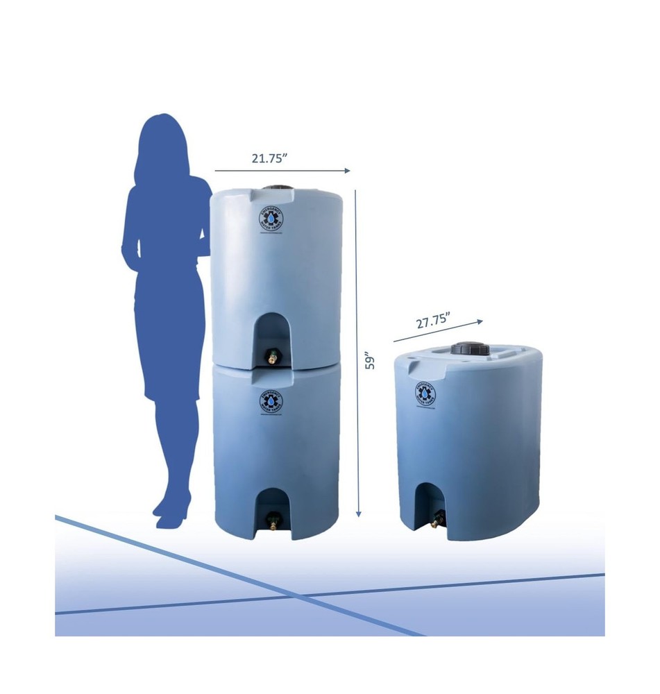 55 Gallon Stackable Emergency Water Storage Tank for Long-Term Drinking Water...