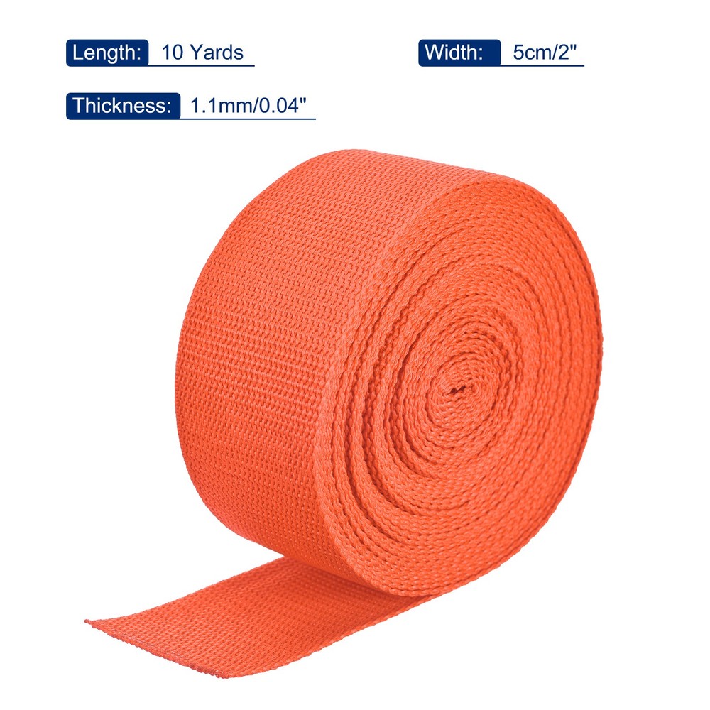 Lightweight Polypropylene Webbing Strap 5cm 10 Yard Light Orange
