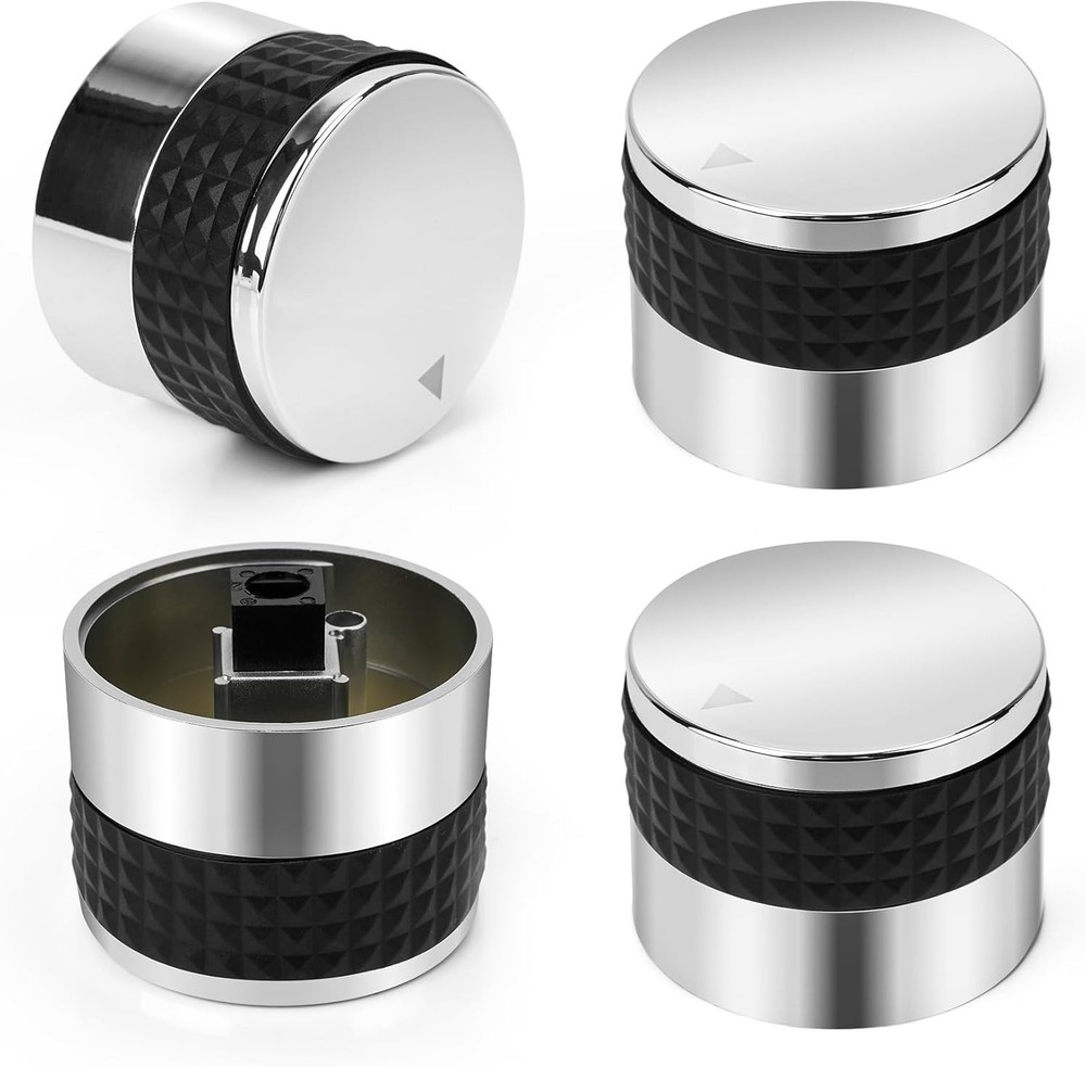 Only fire 4pcs Gas Grill Control Knobs, Chrome Plated Plastic Burner Knobs Re...
