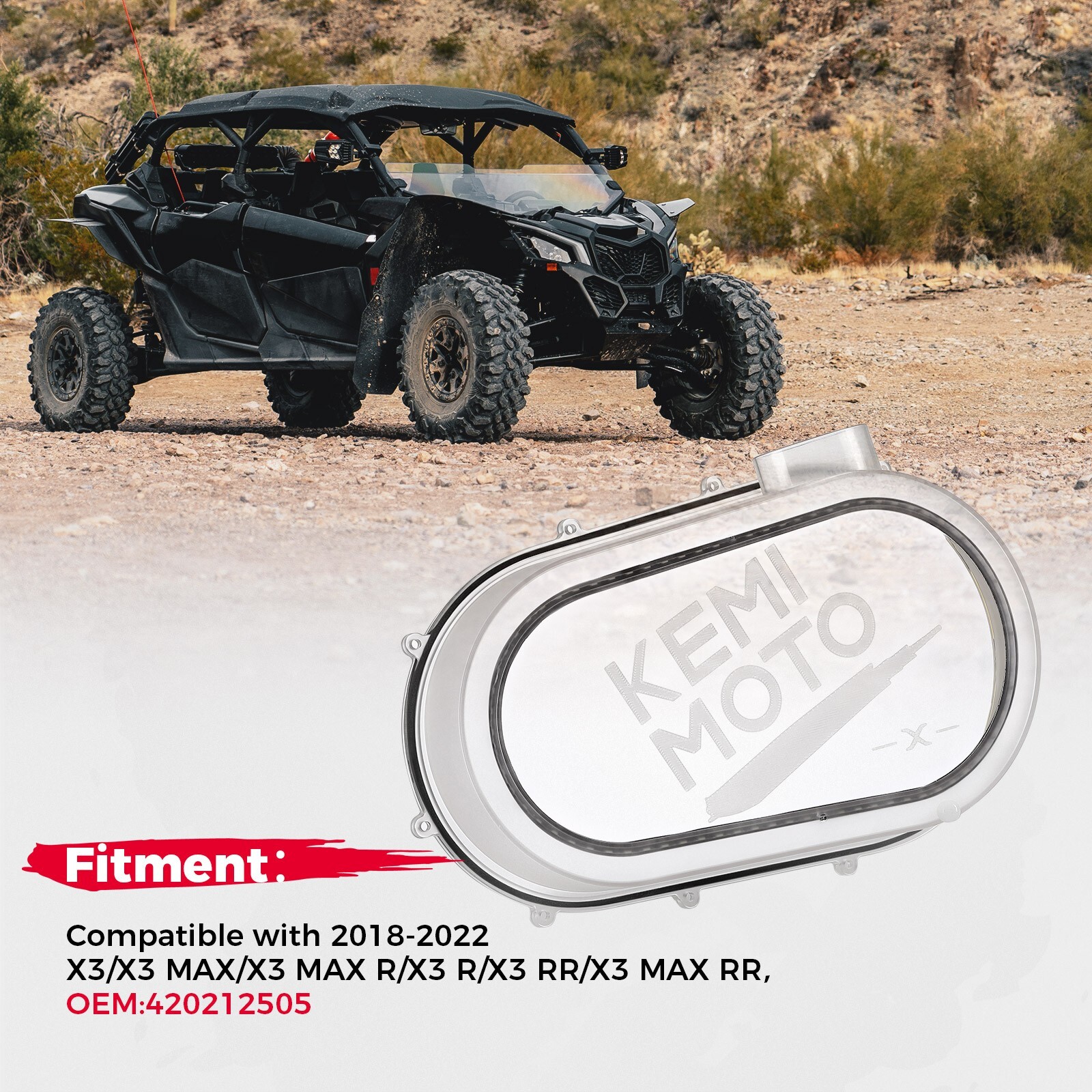 Clear Outer Clutch Cover w/RGB Light for Can Am Maverick X3/ MAX R 2018-2022