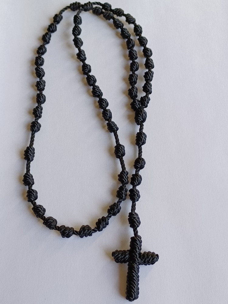 Nylon Rosary Knotted Cord Black